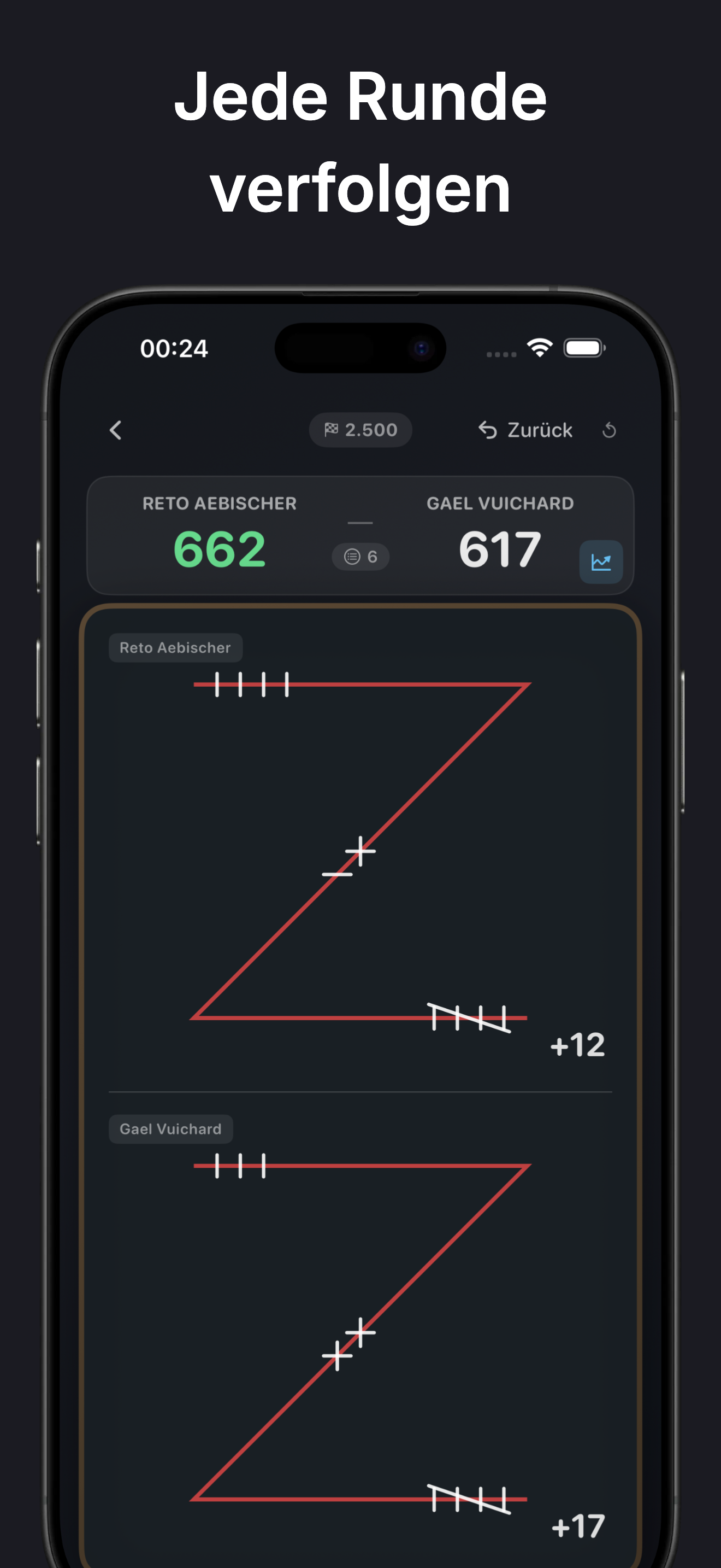 JassScore iPhone Screenshot - Schieber Spiel